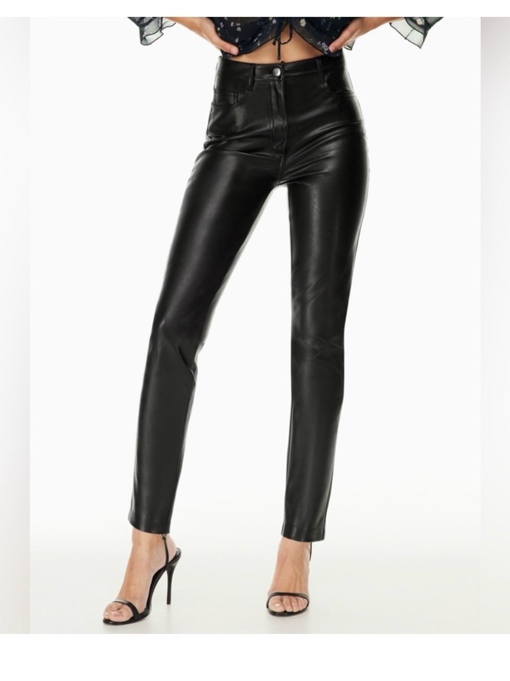 Wilfred Black Faux Leather Skinny Pants - Sleek High-Rise